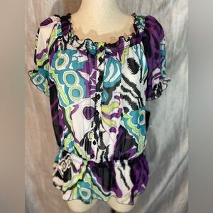 AGB NEW blouse with inner tank top attached. Cinch waist